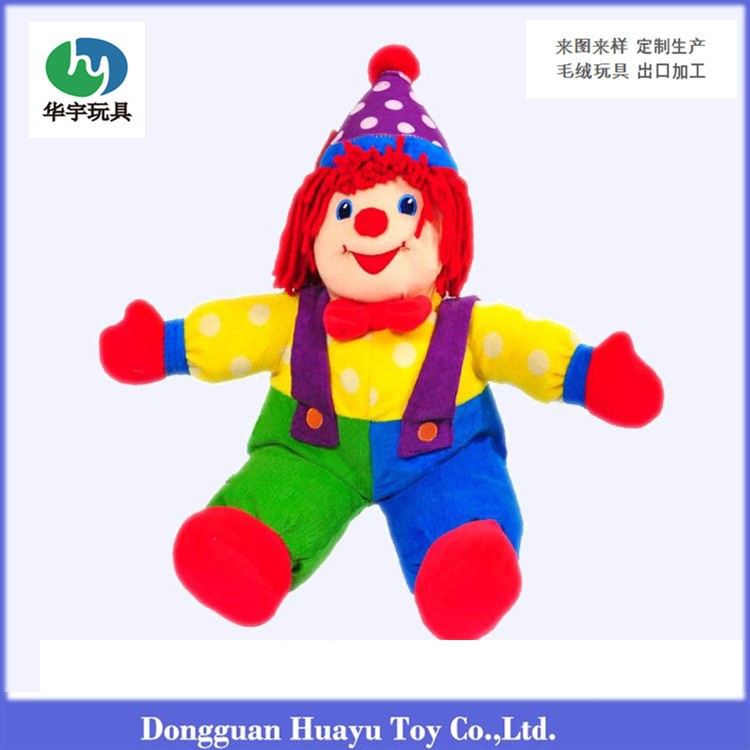 歐洲EN71環(huán)保毛絨小丑布娃娃來樣定制 戴領(lǐng)巾的Clown plush toy