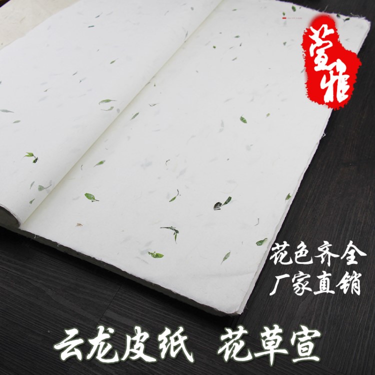 涇縣宣紙四尺花草云龍宣紙 書(shū)法國(guó)畫(huà)用手工茶葉云龍皮紙包裝批發(fā)