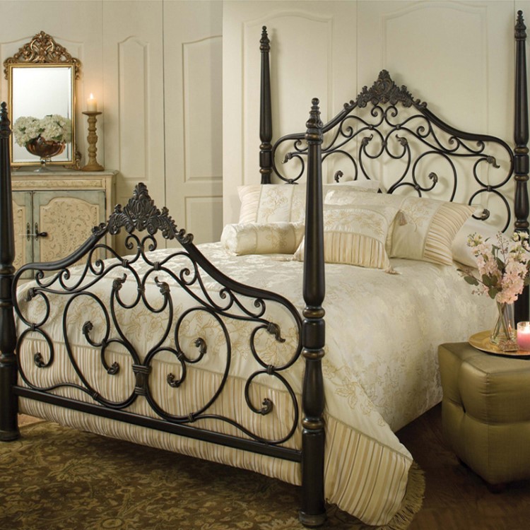 黑色配件刷金颜色铁艺床111型号其他加工方式欧式风格复古欧式铁艺床