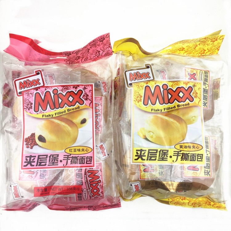 Mixx夾層堡手撕面包338克 紅豆味/黃油味夾心 338克  12包/箱