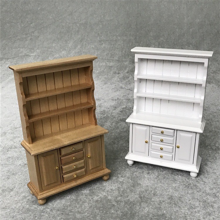 1:12迷你娃娃屋dollhouse玩具模型三層四抽屜展示櫥柜立柜書柜