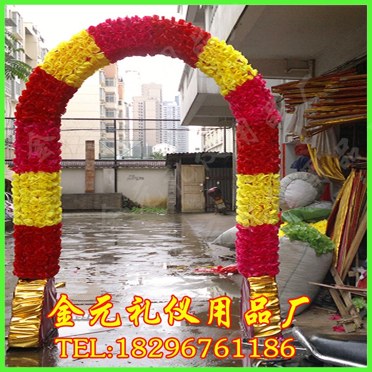 新款婚慶道具絹花拱門 心形拱門 婚慶花門開業(yè)花門慶典新款