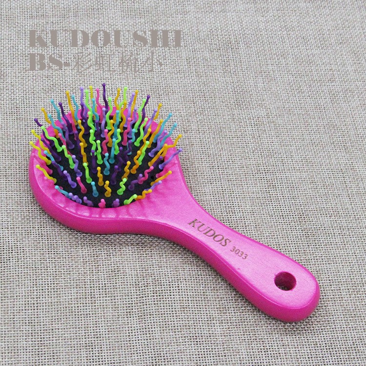 【酷斗士】廠家直銷按摩氣墊大板木頭梳自帶鏡子木頭彩虹梳小號(hào)