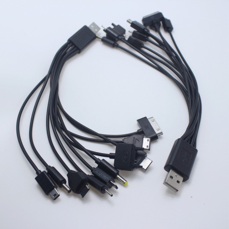 USB充電線 手機10合1 多功能多頭充電線一拖十數(shù)據(jù)線 十合一