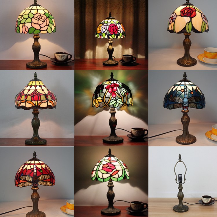 廠家直銷 8英寸(20cm)直徑J簡約工藝蒂凡尼小臺燈 地中海風