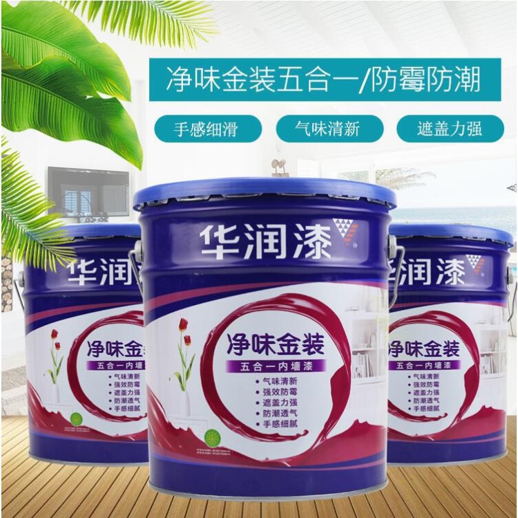 華潤漆金裝五合一凈味SW510內墻乳膠漆18L室內涂料彩色刷墻漆白色