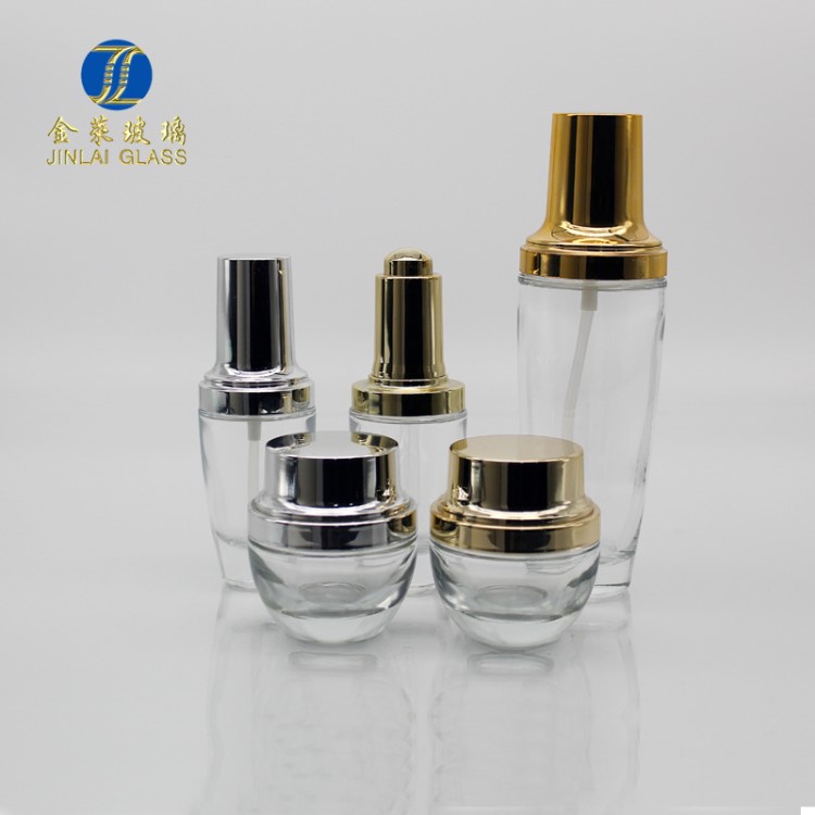 現(xiàn)貨 小黑套裝瓶系列 30ml 50ml精華乳液瓶 護(hù)膚品面霜膏霜玻璃瓶