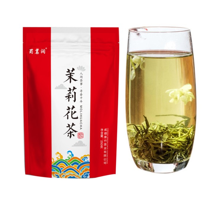 四川茉莉花茶2019新茶袋裝250g碧潭級(jí)蜀茗潤(rùn)飄雪茉莉花茶散裝茶葉