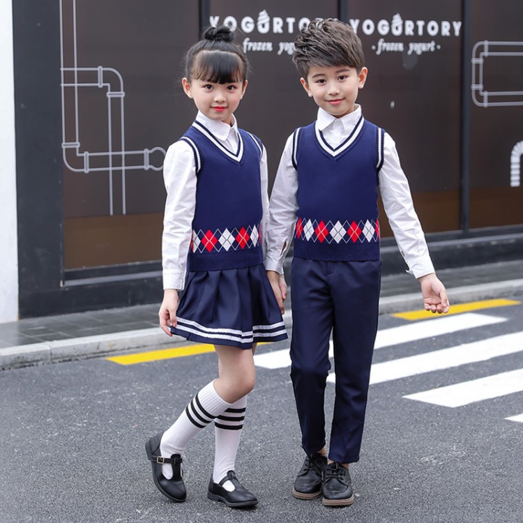 童裝兒童棉背心馬甲男童秋冬女童毛衣寶寶針織衫幼兒園學(xué)生校服