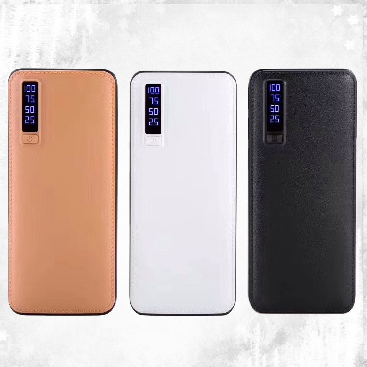 新款皮紋3USB數(shù)顯移動(dòng)電源20000毫安通用型手機(jī)充電寶定做LOGO