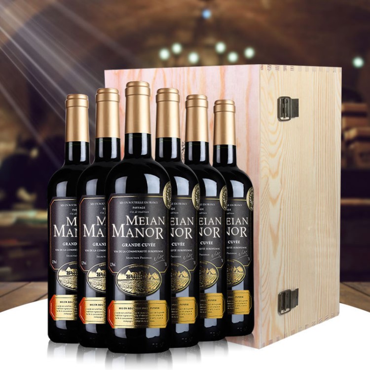 包郵法國紅酒整箱6支裝 紅酒禮品整箱木盒六只裝中秋禮品