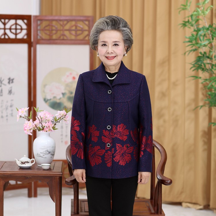 奶奶春秋裝薄款外套老年人60-70-80歲中老年女裝加肥加大碼寬松