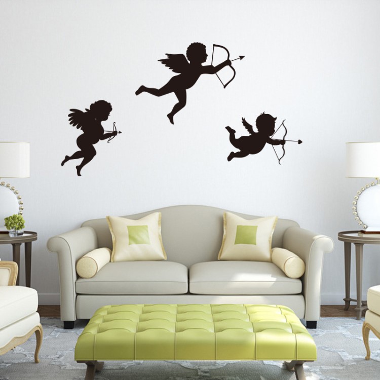 9879各種天使家族裝飾畫電視機背景墻PVC墻貼 一件批發