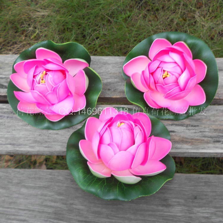 现代饰品装饰荷花 亮粉色小荷花苞 鱼缸水景装饰假花假山鱼池布景