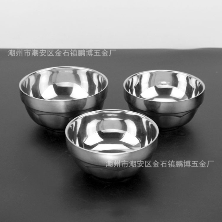 無磁不銹鋼荷花碗 韓式雙層飯碗米飯碗 防燙隔熱多用碗湯碗