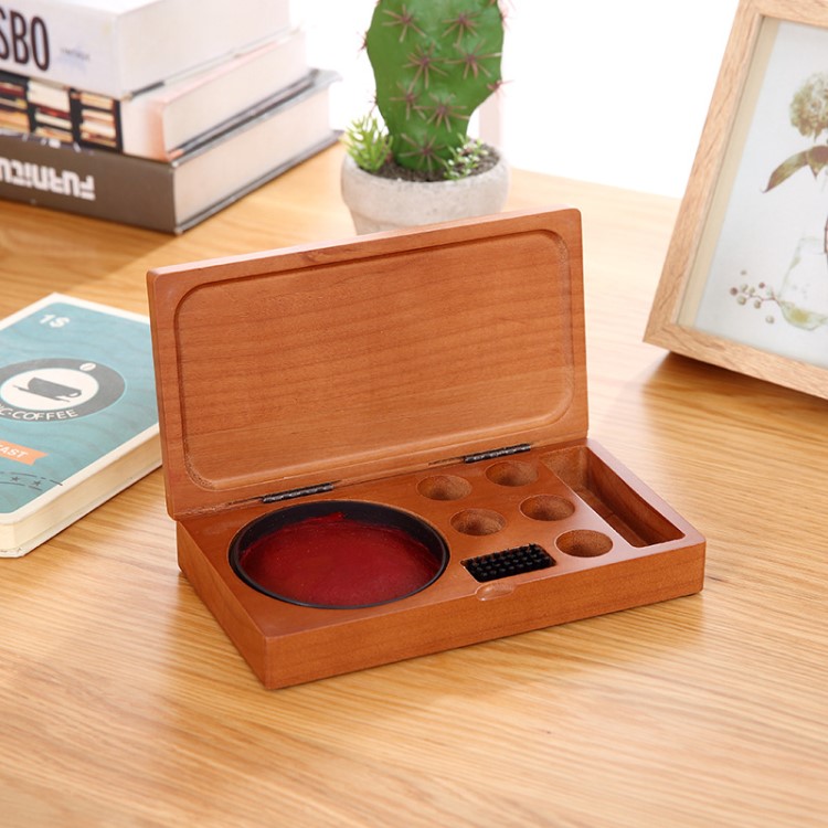 木质书法书画印章盒定制方形复古实木私人印泥盒财务办公印台