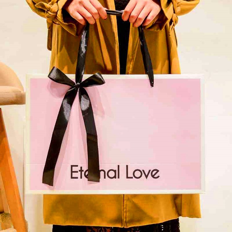 銅板紙手提袋定做BSC包裝工廠直銷蝴蝶結紙袋飾品禮品購物袋