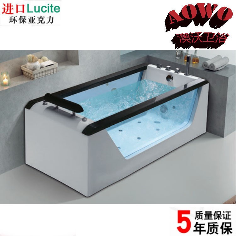 單人獨立式?jīng)_浪按摩浴缸 海景缸雙面透明玻璃 jacuzzi tub浴盆