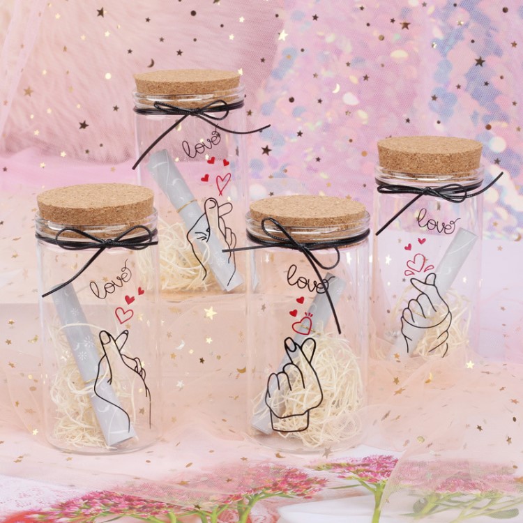 粉色比心玻璃瓶許愿玻璃瓶木塞信紙絲帶漂流瓶 學生創(chuàng)意禮品批發(fā)