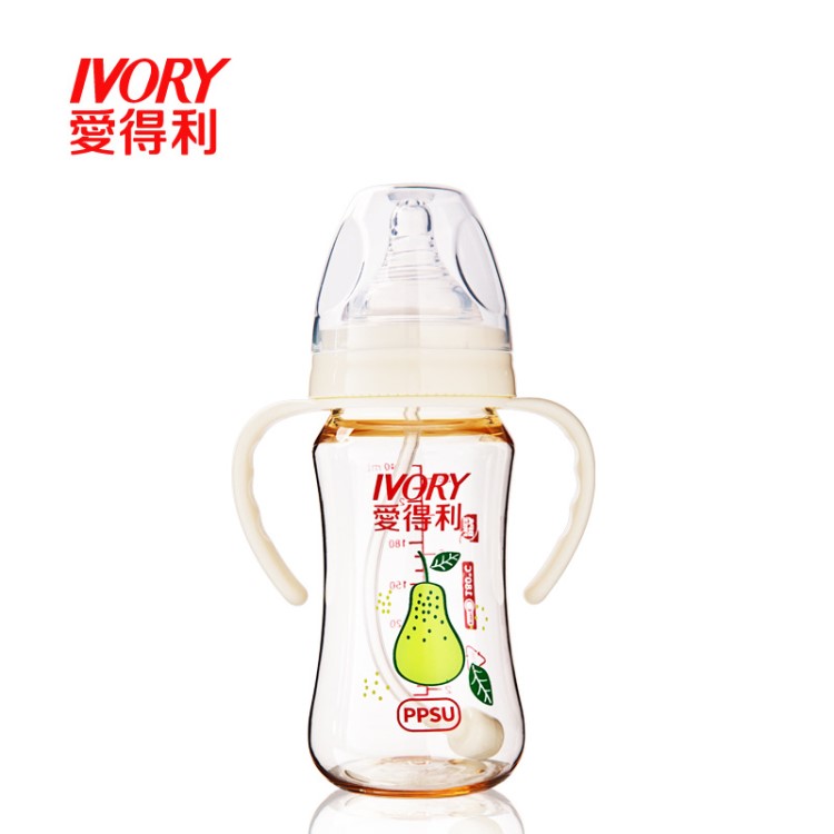 愛(ài)得利寬口徑PPSU奶瓶240ml 材質(zhì)帶吸管手柄Y1041 愛(ài)得利批發(fā)