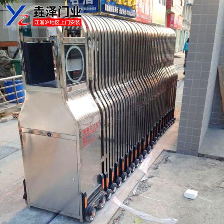定制有軌無軌鋁合金伸縮門 金山區工廠企業伸縮大門 嘉興市伸縮門