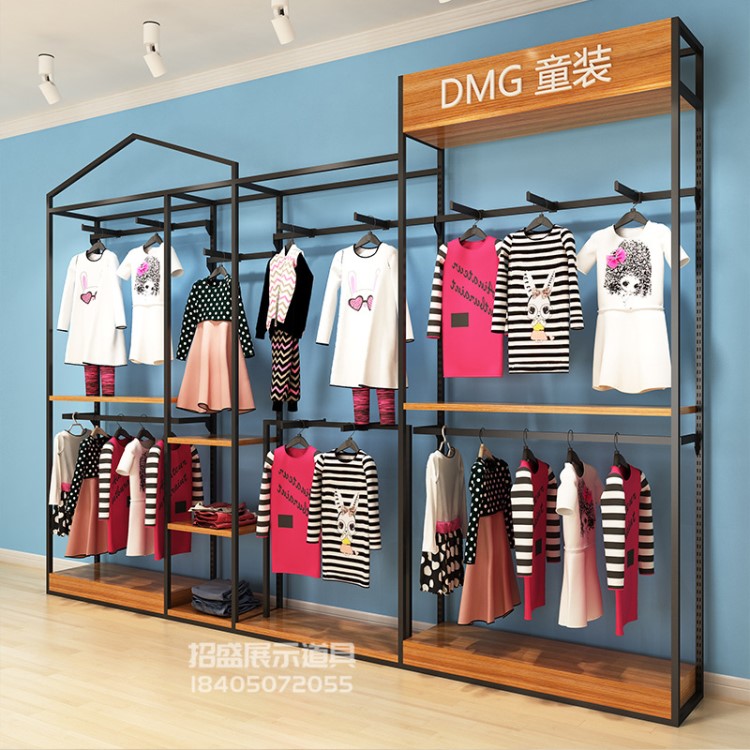 童裝店貨架服裝展示架落地式潮童店鋪衣架兒童服飾創(chuàng)意陳列架