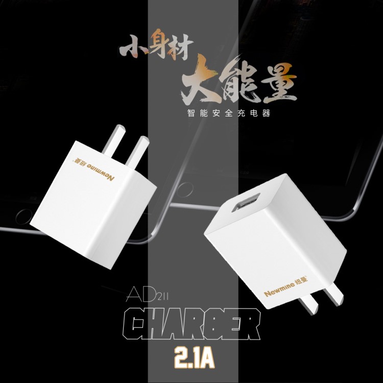 紐曼AD2112A快c線通用2.1A快充頭AD211紐曼原裝快速充電器