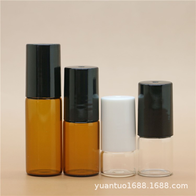 現(xiàn)貨5ml滾珠精油瓶 3ml 2ml走珠瓶鋼珠1ml唇油瓶塑料蓋分裝玻璃瓶