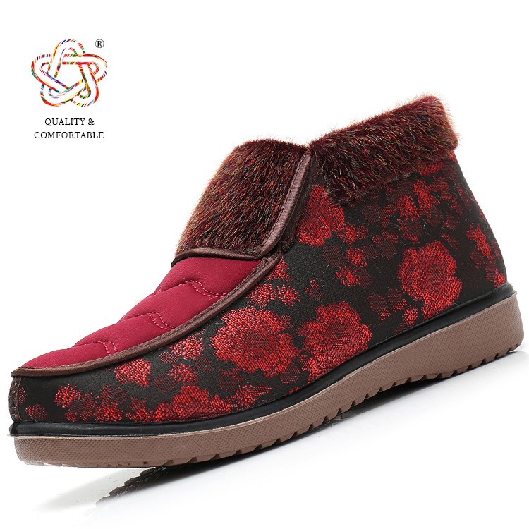 中老年加絨保暖老人鞋秋冬新款老北京布鞋休閑媽媽棉鞋套腳防滑軟