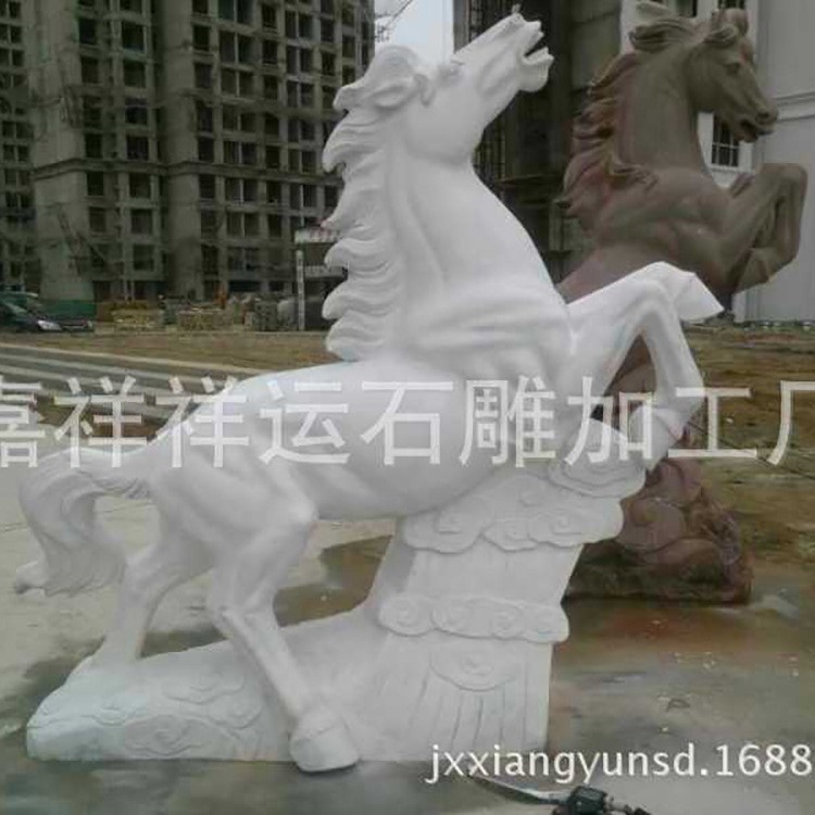廠家批發(fā)石雕馬精美雕刻白玉石石雕園林石雕動物 石馬來圖加工