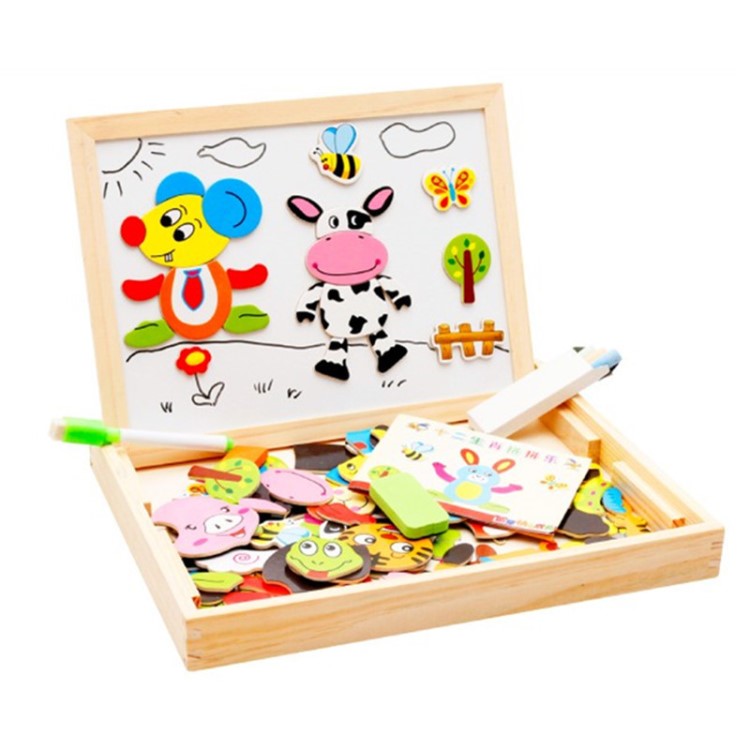 木丸子拼拼樂 兒童益智早教玩具拼圖寫字板多功能磁性畫板批發