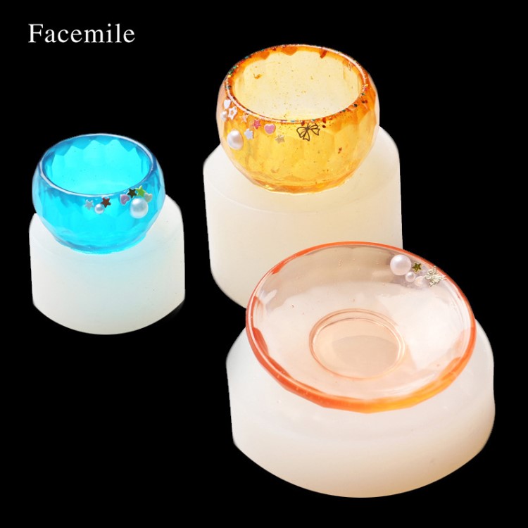 Facemile手工制小碗容器碟子水晶滴膠UV樹脂干花硅膠模具