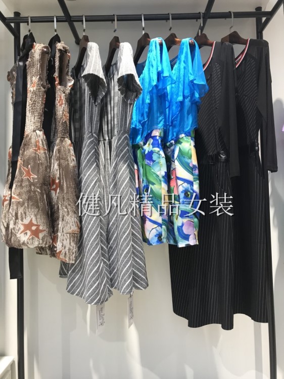 東莞品牌大碼女裝韓歐風格真絲連衣裙庫存現(xiàn)貨廠家直銷低價走份批