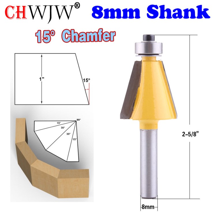 8MM柄外國雕刻機銑刀速賣通 亞馬遜 俄羅斯  8mm 15&deg;斜角刀 黃色