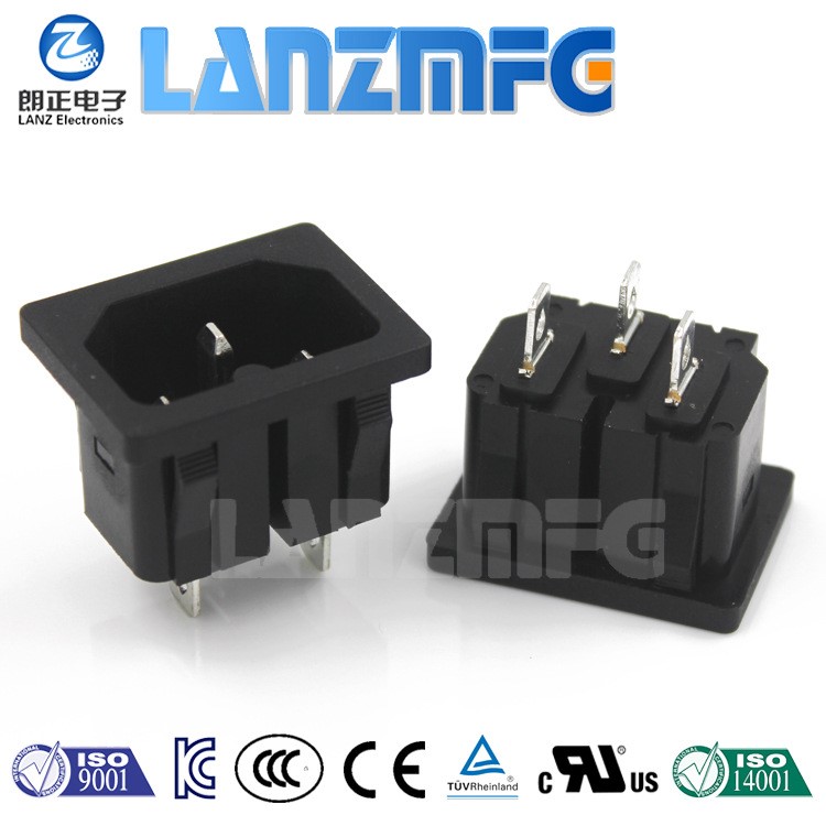 LANZMFG朗正LZ-16-2熱態卡式AC電源插座C16插座三芯插座帶