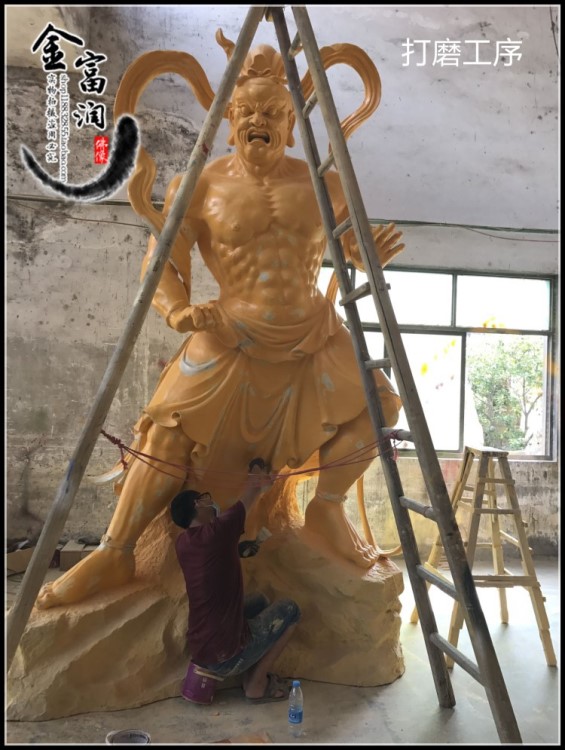 樹脂佛像玻璃鋼木雕神象哼哈二將門神藥叉夜叉護法將軍3.6米