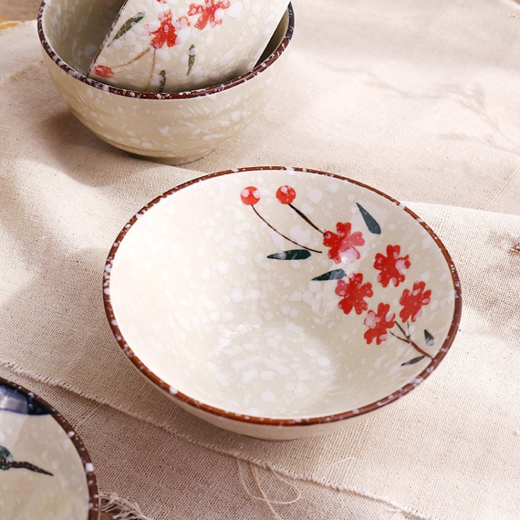 陶瓷碗手繪可愛飯碗面碗家用瓷器餐具日式湯碗學生兒童單個瓷碗