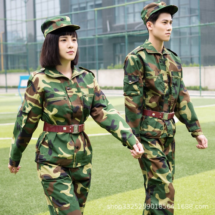 廠家直銷新款夏季學(xué)生軍訓(xùn)迷彩服套裝海洋迷軍服彩林地迷彩服定做