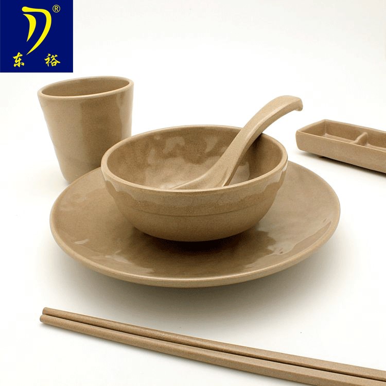 廠家直銷可定制創意環保小麥秸稈餐具四件套 竹粉谷纖維六件套裝