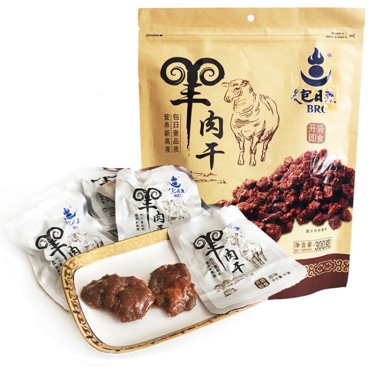 包日查草原風(fēng)干羊肉干300g內(nèi)蒙古特產(chǎn)肉塊美味不膻好吃零食