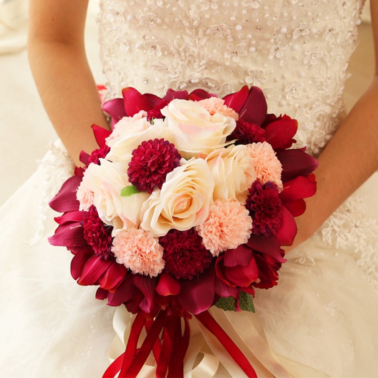 新娘手捧花结婚新款仿真韩式婚礼玫瑰花束影楼拍摄道具婚庆用品