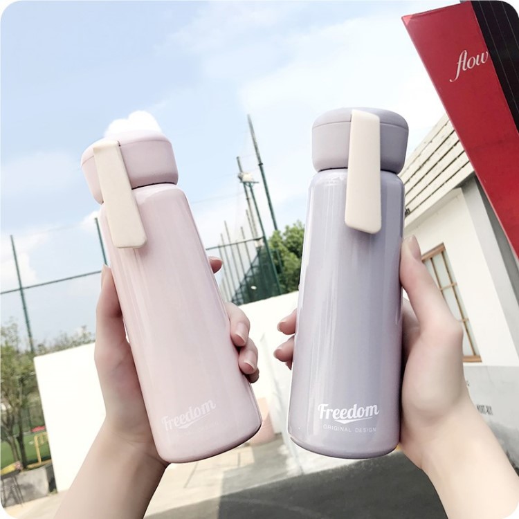 創(chuàng)意韓版簡約艾莉森保溫杯情侶便攜水瓶清新潮流提手不銹鋼水杯子