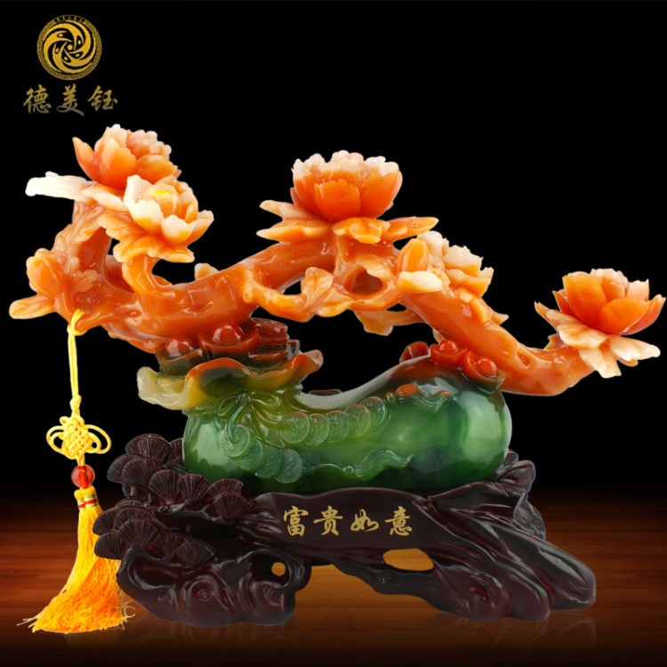 富貴如意擺件創(chuàng)意風(fēng)水樹脂工藝品客廳辦公室家居裝飾禮品工廠直銷