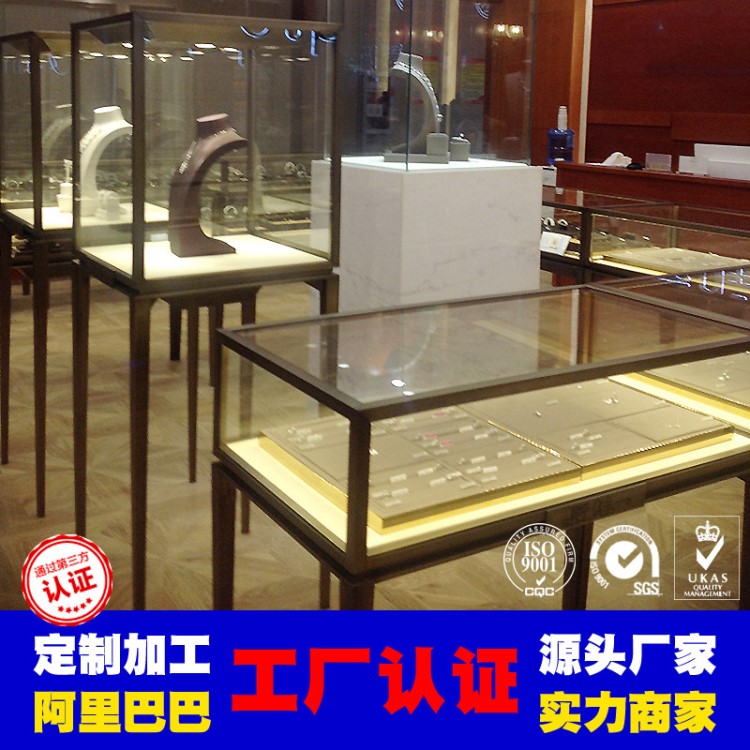 定制精品玻璃珠寶展示柜臺(tái)首飾珠寶玉器展示柜亞克力博物館柜訂做