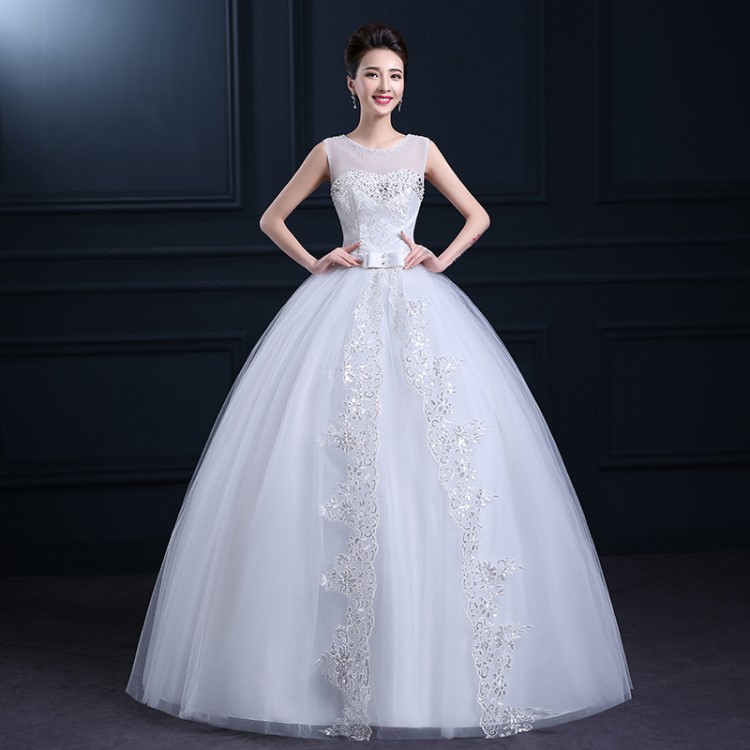 影樓活動禮品 2019新款包肩齊地簡約婚紗禮服定制批發秋夏季