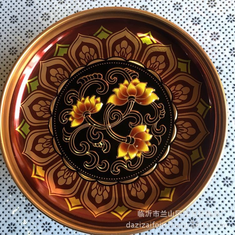 宗教神壇 供奉蓮花合金仿古佛教供盤 塑料貢品盤禮佛佛具供奉果盤