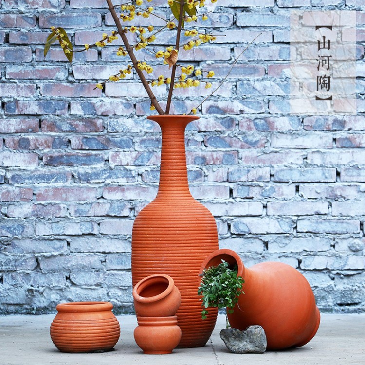 四川紅陶 景觀陶藝 紅陶組合  廠家直銷  組合陶罐 個(gè)性化定制