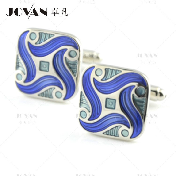 卓凡JOVAN 復(fù)古滴油袖扣袖釘批發(fā) 復(fù)古藍(lán)色袖扣 工廠直銷