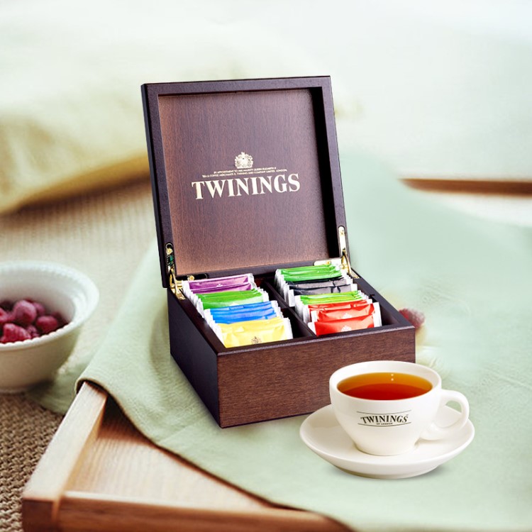 英國Twinings川寧紅茶綠茶4格木盒40袋茶包茶葉禮盒