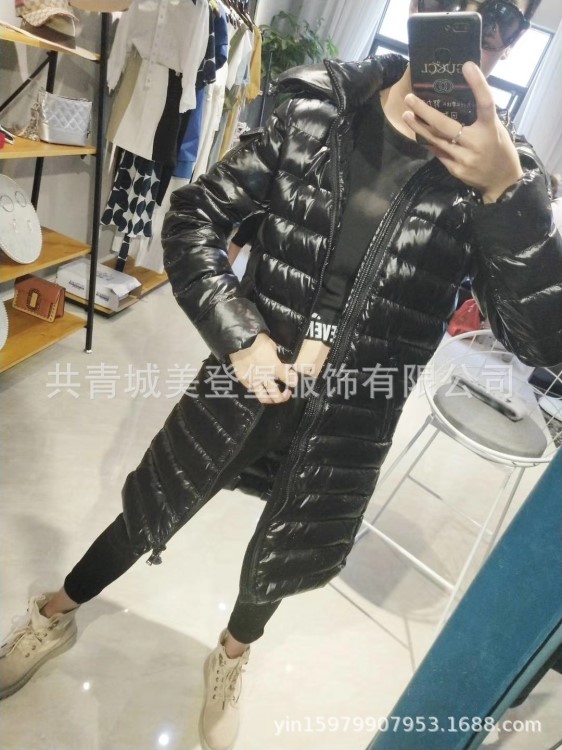 M蒙家歐洲站經(jīng)典款中長款羽絨服女舒淇同款加厚保暖修身連帽羽